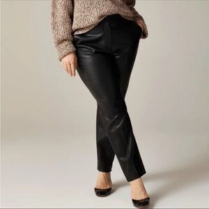 NWT J. Crew Kate Straight Leg Black Faux Leather Pants Sz 20 High Rise Rtl $148
